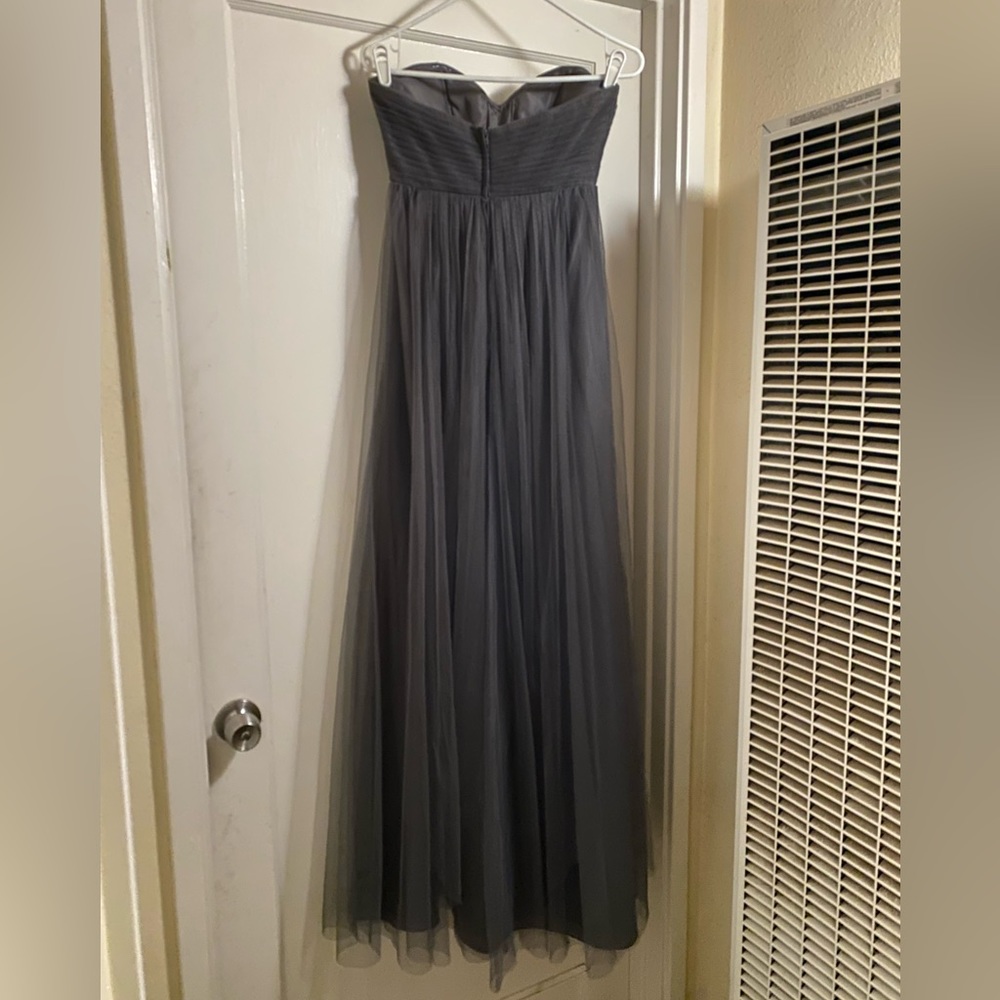 Jenny Yoo Empire Waist Flowy Grey Evening Gown Prom formal Dress retro - Picture 9 of 17
